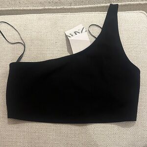 Zara Black One-Shoulder Crop Top